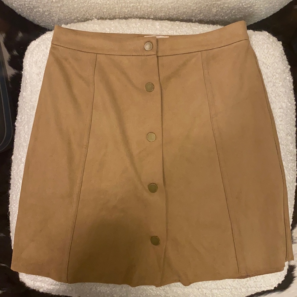 Wilfred Camel Suede Button Up Skirt - image 1